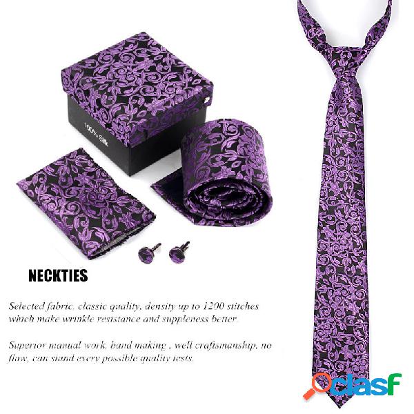 Homens Tie Polyester Hanky Cufflinks Set Gravatas Casamento