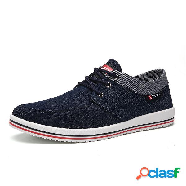 Homens lavados lona respirável atam sapatos casuais