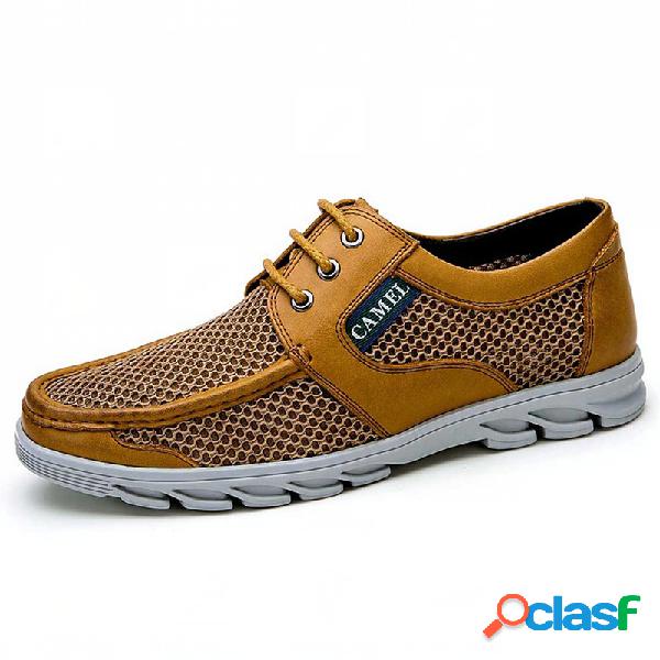 Homens malha splicing respirável ao ar livre macio sapatos