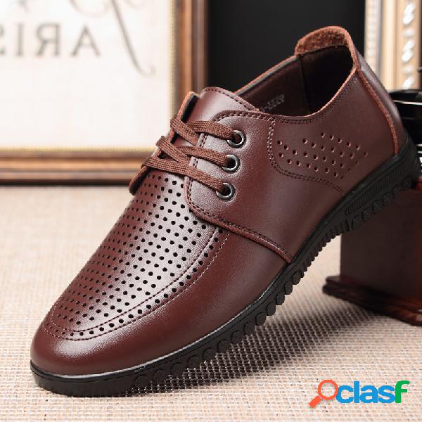 Homens oco para fora breaththale ata acima sapatos de couro