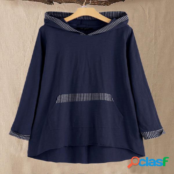 Hoodie Irregular do tamanho Plus da bainha dos retalhos da