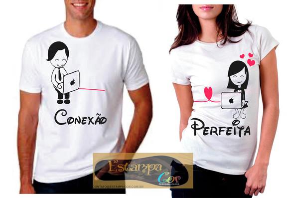 Kit 2 Camisetas Namorados Casal Conexão Perfeita