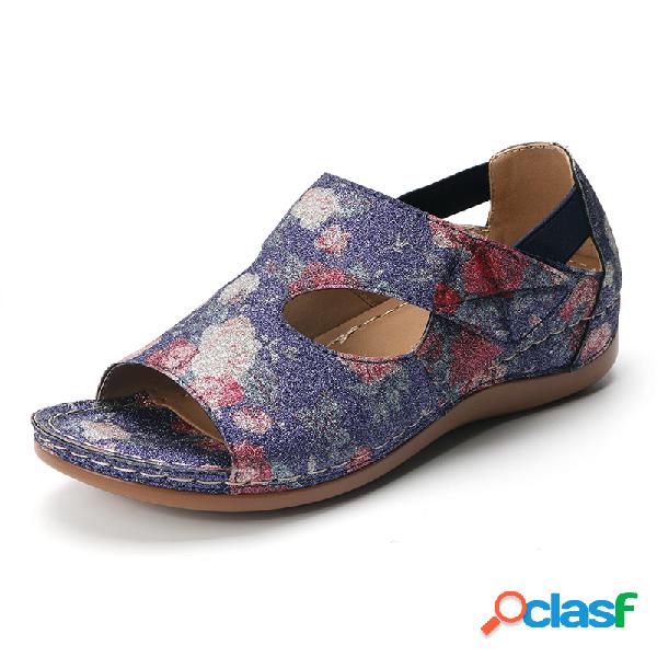 LOSTISY Flor Sparkly Padrão Vintage Lighweight Gancho Loop