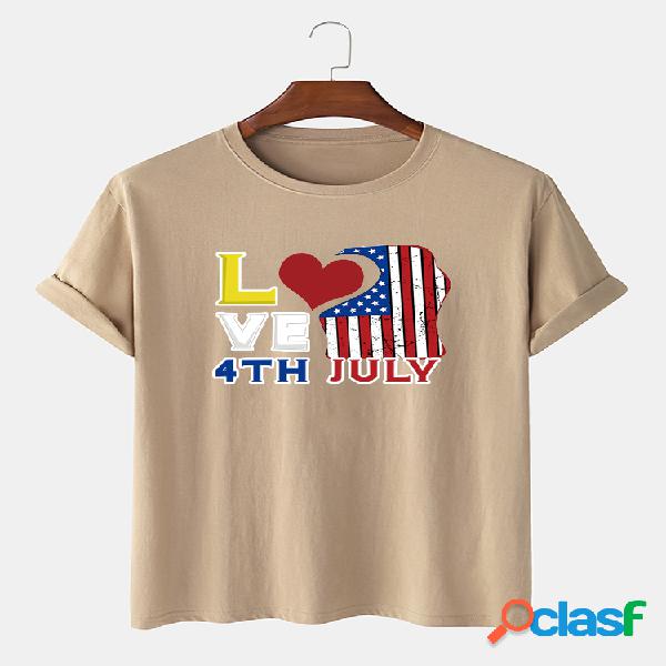 Men 100% Cotton American Independence Day Flag Letter