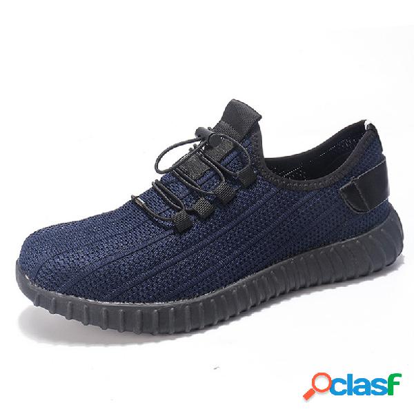Men Steel Toe Cap Mesh Respirável Antiderrapante Sapatos de