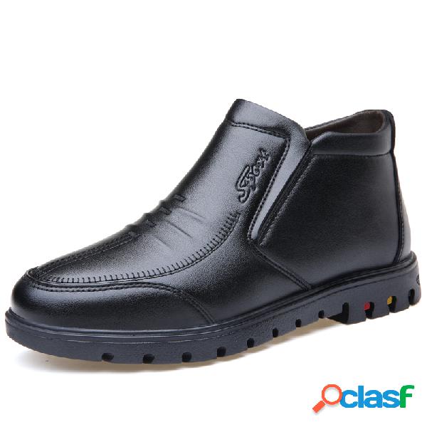 Men Warm Plush Forro Comfort Slip On Business Casual Ankle