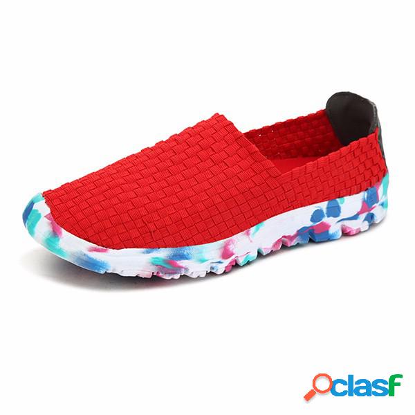 Men Women Lover Unisex Handmade Knitting Weave Slip On Flat