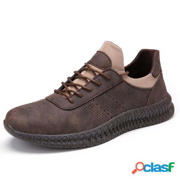 Menico Homens Retro Microfiber Leather Antiderrapante Sport