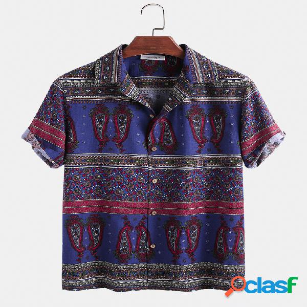 Mens 100% Cotton Ethnic Padrão Impresso com decote em V