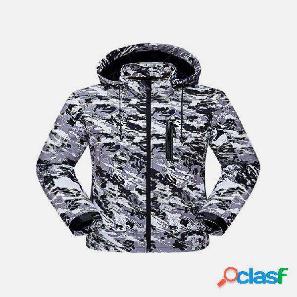 Mens Camo Outdoor Soft Shell Impermeável À Prova de Vento