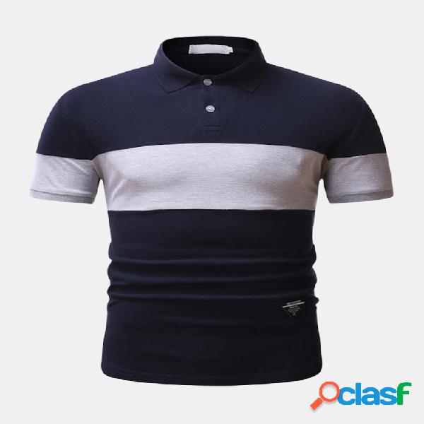 Mens Casual Business Cotton Panel Camisas de golfe de manga