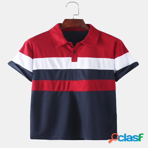 Mens Classic Listrado manga curta Casual Business Golf