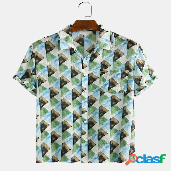 Mens Color Block impressão camisas de manga curta Designer