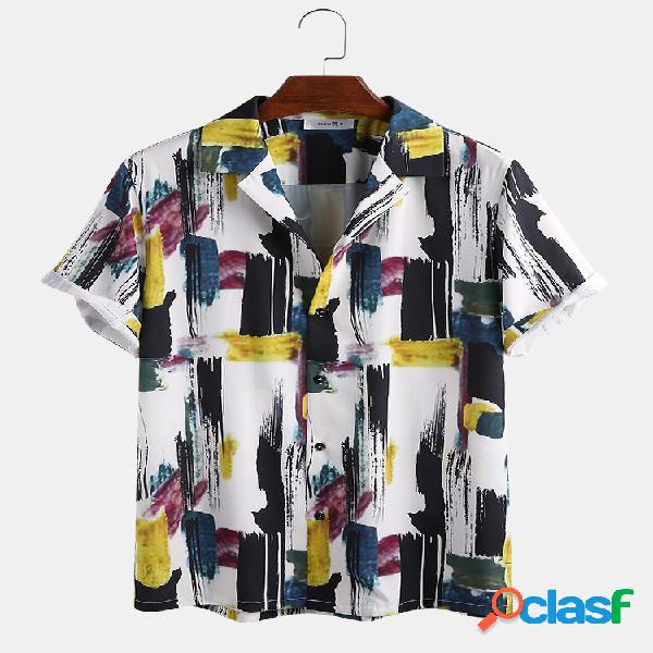 Mens Colorful Bloco Escova Grafite Impresso Tingido em