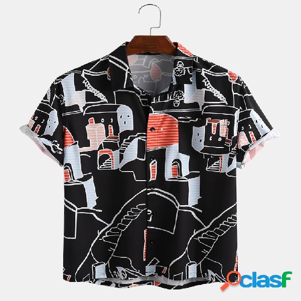 Mens Funny Abstract Design Impresso manga curta camisas