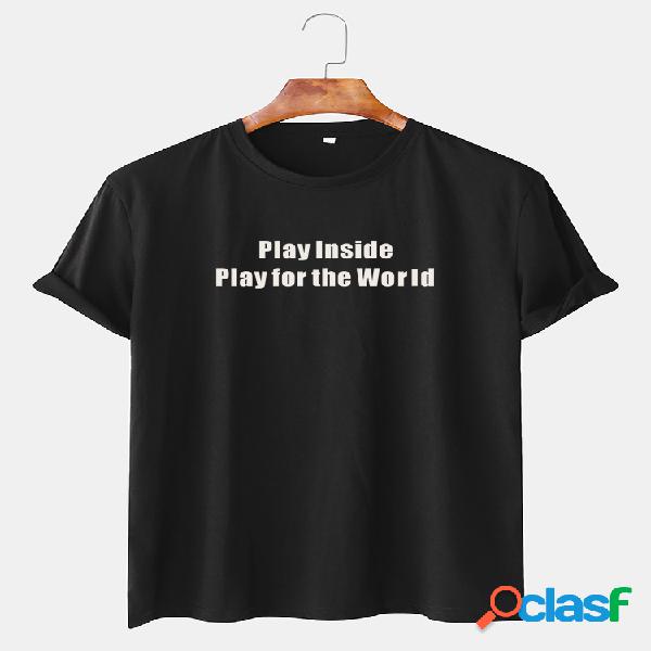 Mens Slogan Fashion Designer impresso camisetas de manga