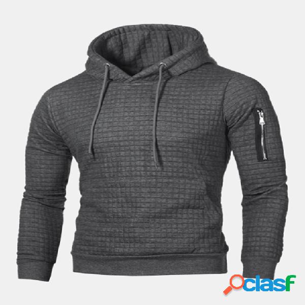 Mens Square Jacquard Padrão Manga comprida Slim Fit Casual