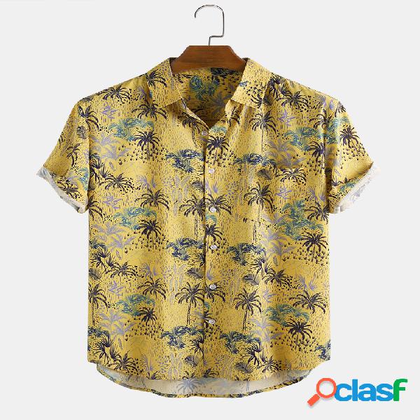 Mens Vintage Coco Impresso Holiday Style manga curta Camisa
