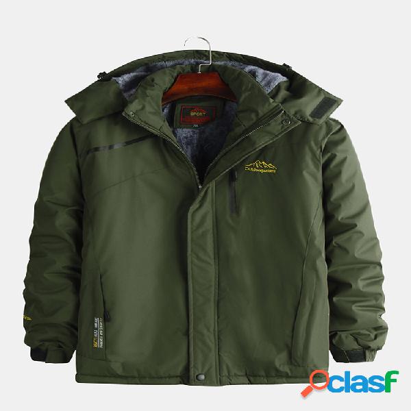 Mens Windproof Warm Casual Solid Color manga comprida Stand