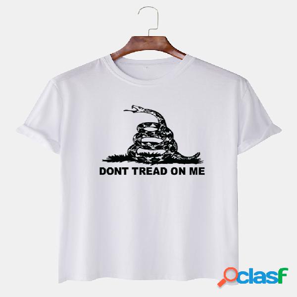 Mens cobra carta impressa casual manga curta t-shirt