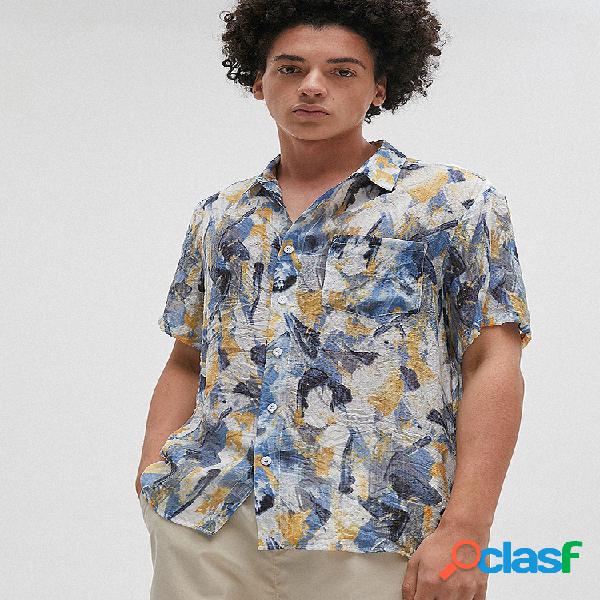 Mens graffiti impresso camisas de manga curta designer