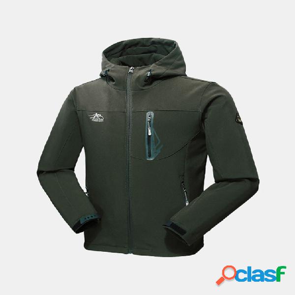 Mens impermeável com capuz Soft Shell esportes respirável