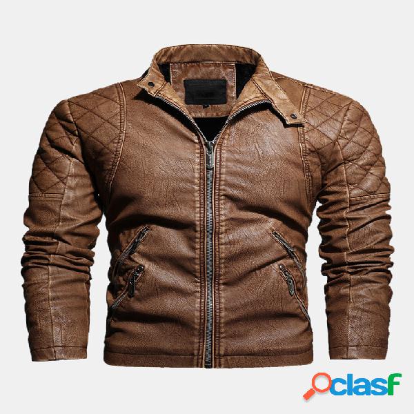 Mens inverno velo quente forrado manga longa gola jaqueta