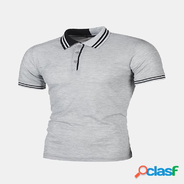 Mens listrado Collor Golfe Camisa manga curta primavera