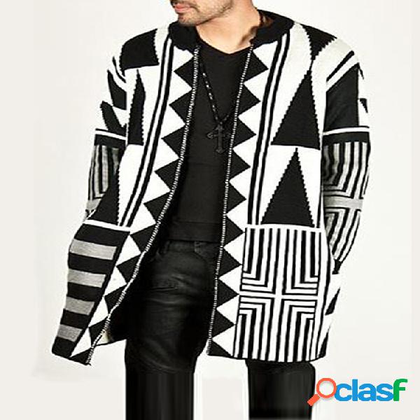 Mens preto cinza branco patchwork meados longo estilo moda