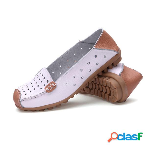 Mocassim de Couro de Ocos Suave Respirável Slip On