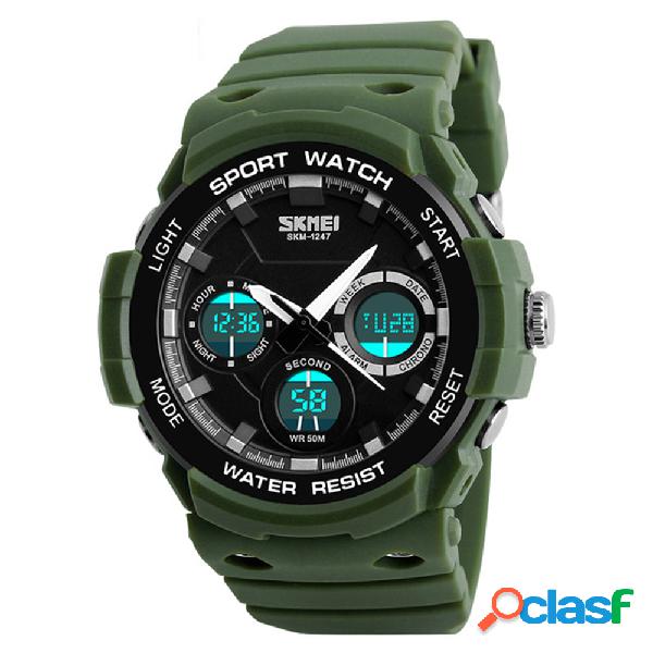 Moda Dual Display Digital Quartz Relógios Silicone Strap