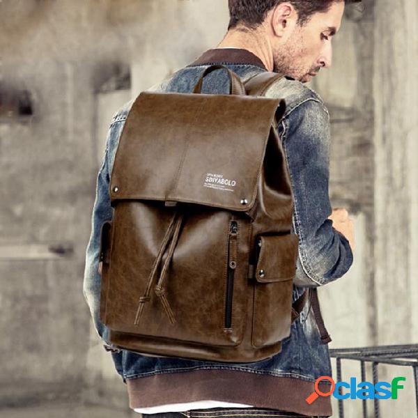 Moda Masculina Multifuncional Casual Sólida Mochila Laptop