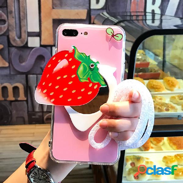 Moda feminina aplicável frutas espelho TPU tampa traseira