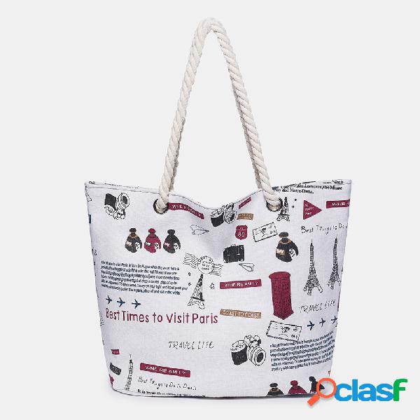 Mulheres Canvas Patterns Handbag Ombro Bolsa