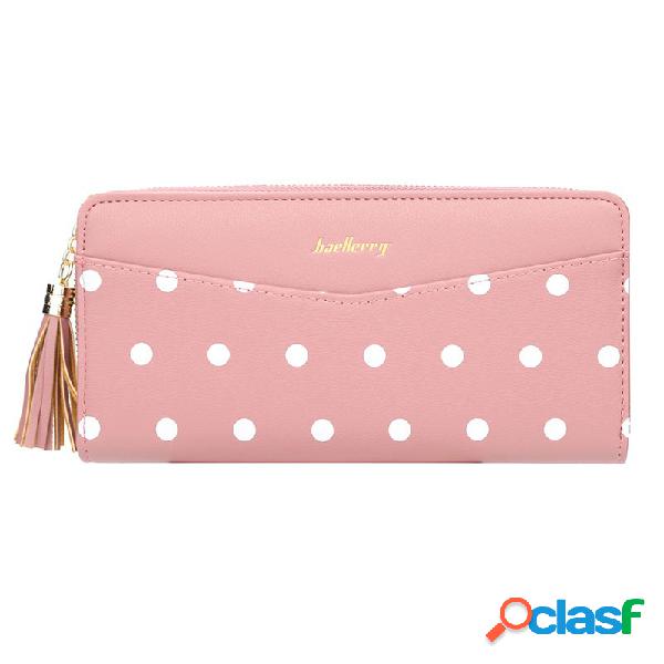 Mulheres Dot Long Wallet Phone Bolsa Titular do Cartão