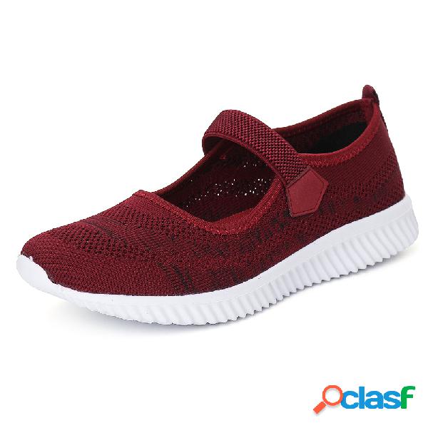 Mulheres Elastic Banda Mesh Slip On Andando Sport Plano