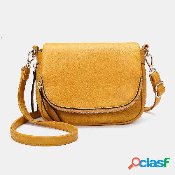 Mulheres Flap Soft Crossbody expansível de couro Bolsa