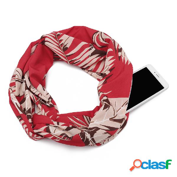 Mulheres Inverno Imprimir Bolso Cachecol Ao Ar Livre