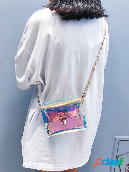 Mulheres Limpar Laser Ombro Bolsa Correntes Elegante PVC