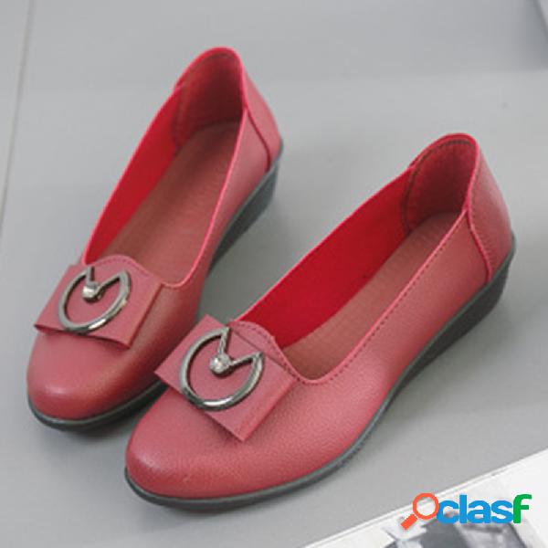 Mulheres Metal Decor Asakuchi Comfy Soft Mocassim Casual