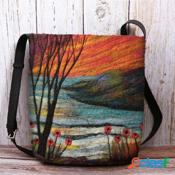 Mulheres Outono Colorful Cordeiro DIY Cabelo Bolsa Crossbody