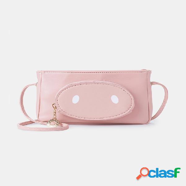 Mulheres PU Couro Bonito Porco Crossbody Bolsa Bolsa