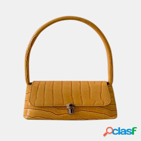 Mulheres Solid Crocodile Padrão Ombro Bolsa