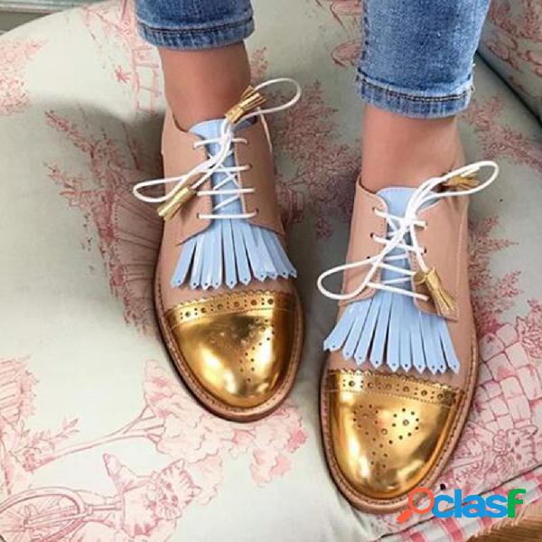 Mulheres Tassel Decor Slip Resistente Casual Ladies Creepers
