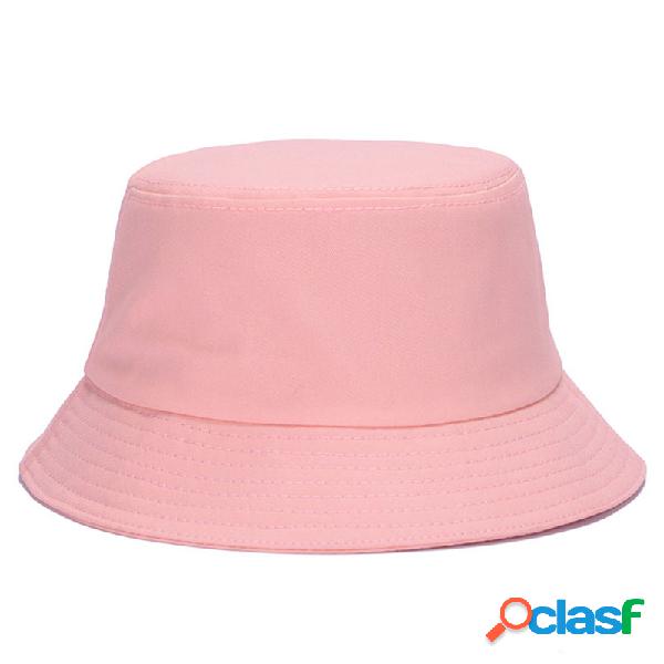 Mulheres Verão Algodão Sólido Padrão Balde Chapéu