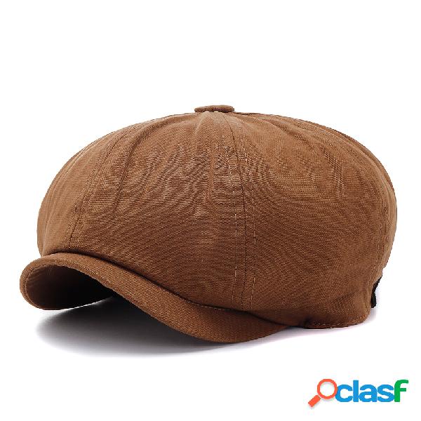 Mulheres Vintage Sólido Octagonal Cap Boina Sólida Chapéu