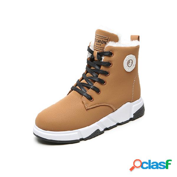 Mulheres casuais botas curtas de fundo grosso