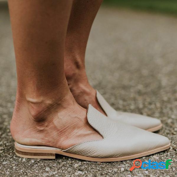 Mulheres de grande porte Casual Toe de couro do plutônio