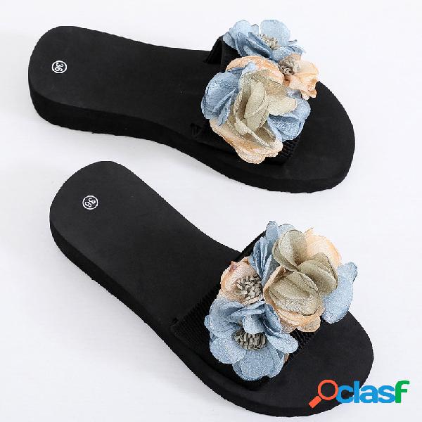 Mulheres flores decoração Soft chinelos de fundo