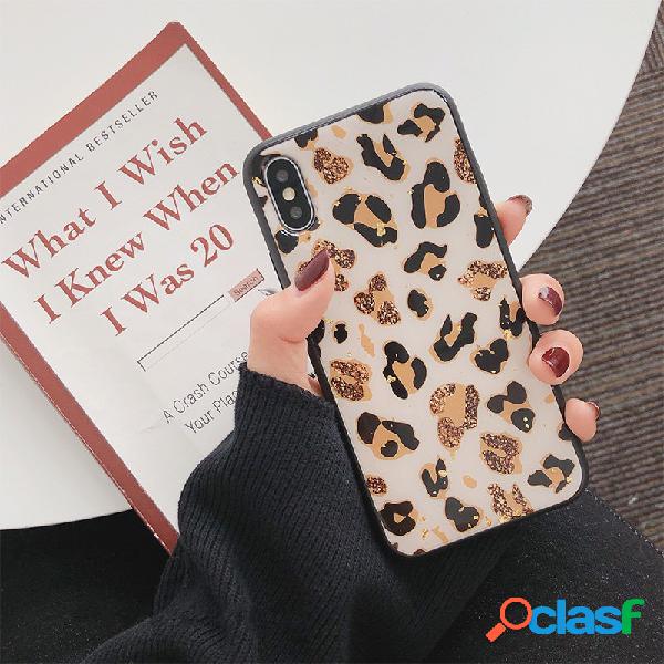 Mulheres folha de ouro leopardo moda tpu telefone capa